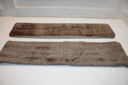 Set of 2 Vintage Turkish Kilim Lumbar Pillow Covers | Taupe Woven Cushions