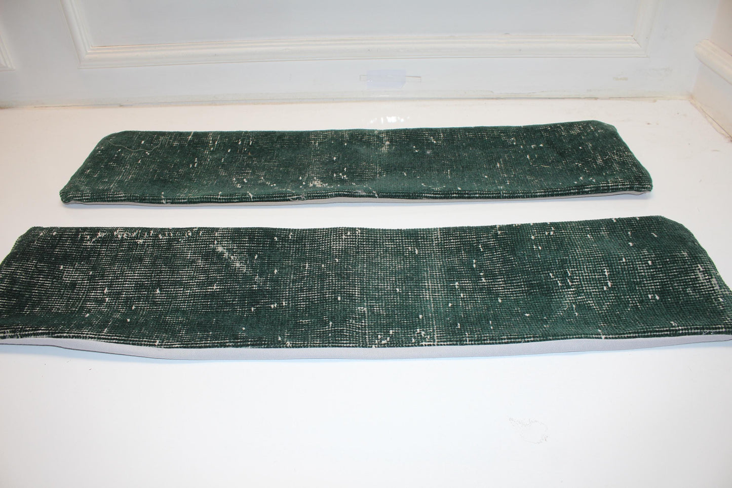 Set of 2 Handmade Dark Green Turkish Kilim Lumbar Pillow Covers