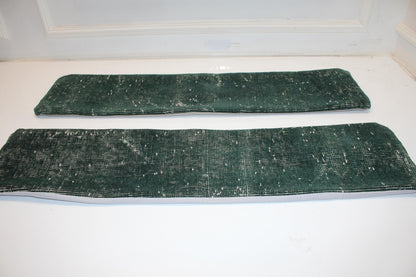 Set of 2 Handmade Dark Green Turkish Kilim Lumbar Pillow Covers