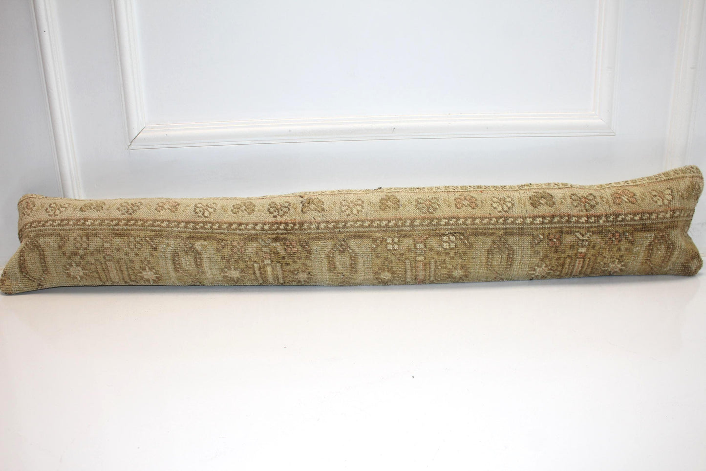 Neutral Beige Antique Boho Bench Cushion, Handwoven Anatolian Rug Pillow