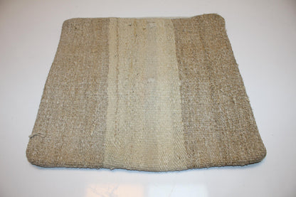 Handwoven Neutral Anatolian Rug Cushion, Minimal Wabi Sabi Decor, Rustic Sofa Pillow, 16x16