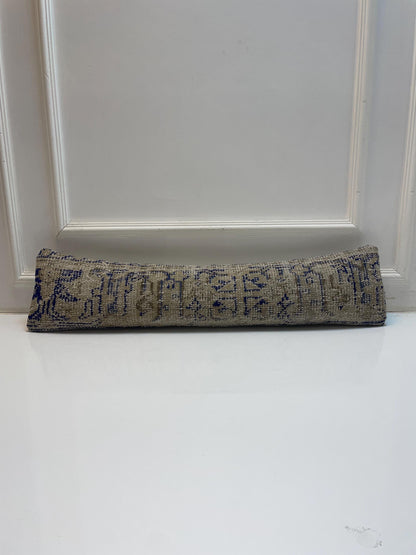 Blue Pattern Kilim Pillow Cover, Tribal Neutral Long Cushion, Boho Bench Sofa Decor