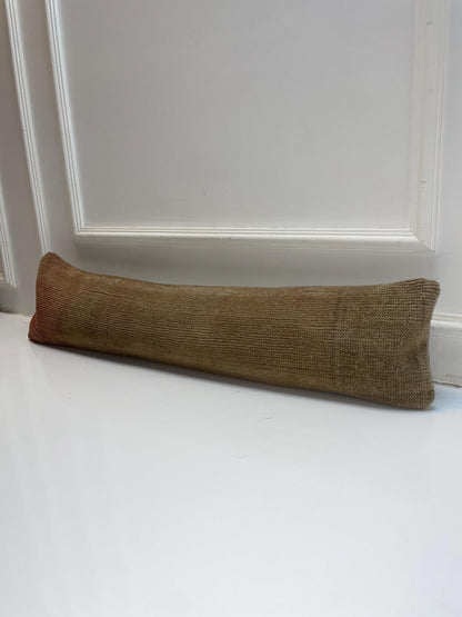 Solid Brown Kilim Pillow Cover, Minimal Rustic Long Cushion, Neutral Bench Sofa Decor