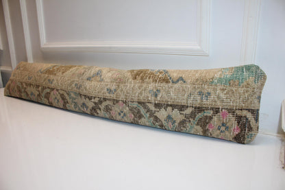 Floral Kilim Pillow Cover, Pastel Boho Long Cushion, Neutral Bench Sofa Decor