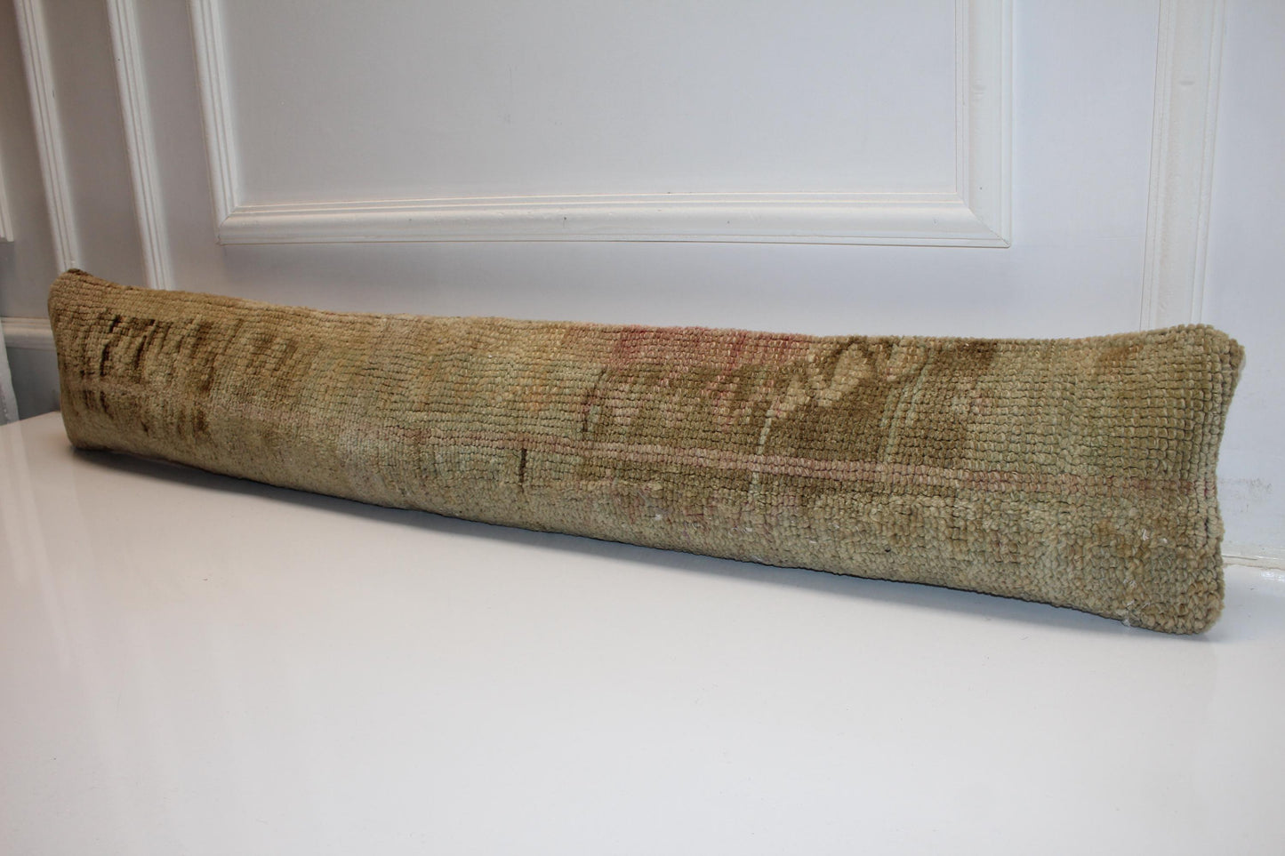 Faded Neutral Kilim Pillow Cover, Soft Earth Tone Long Cushion, Minimal Bench Decor