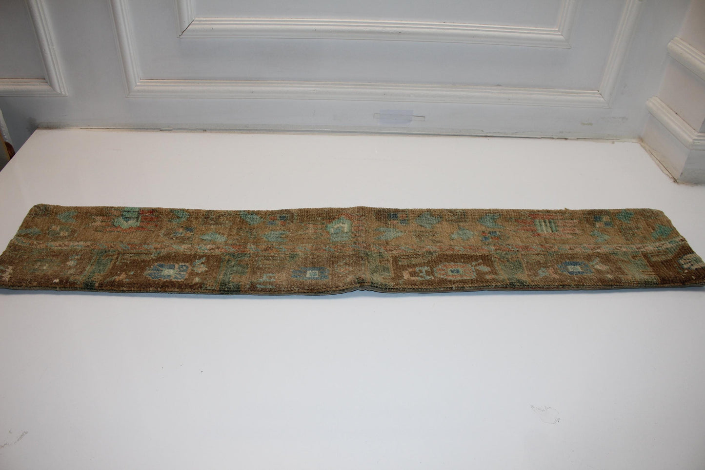 Earth Tone Kilim Pillow Cover, Teal Accent Boho Long Cushion, Neutral Bench Decor