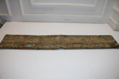 Earth Tone Kilim Pillow Cover, Teal Accent Boho Long Cushion, Neutral Bench Decor