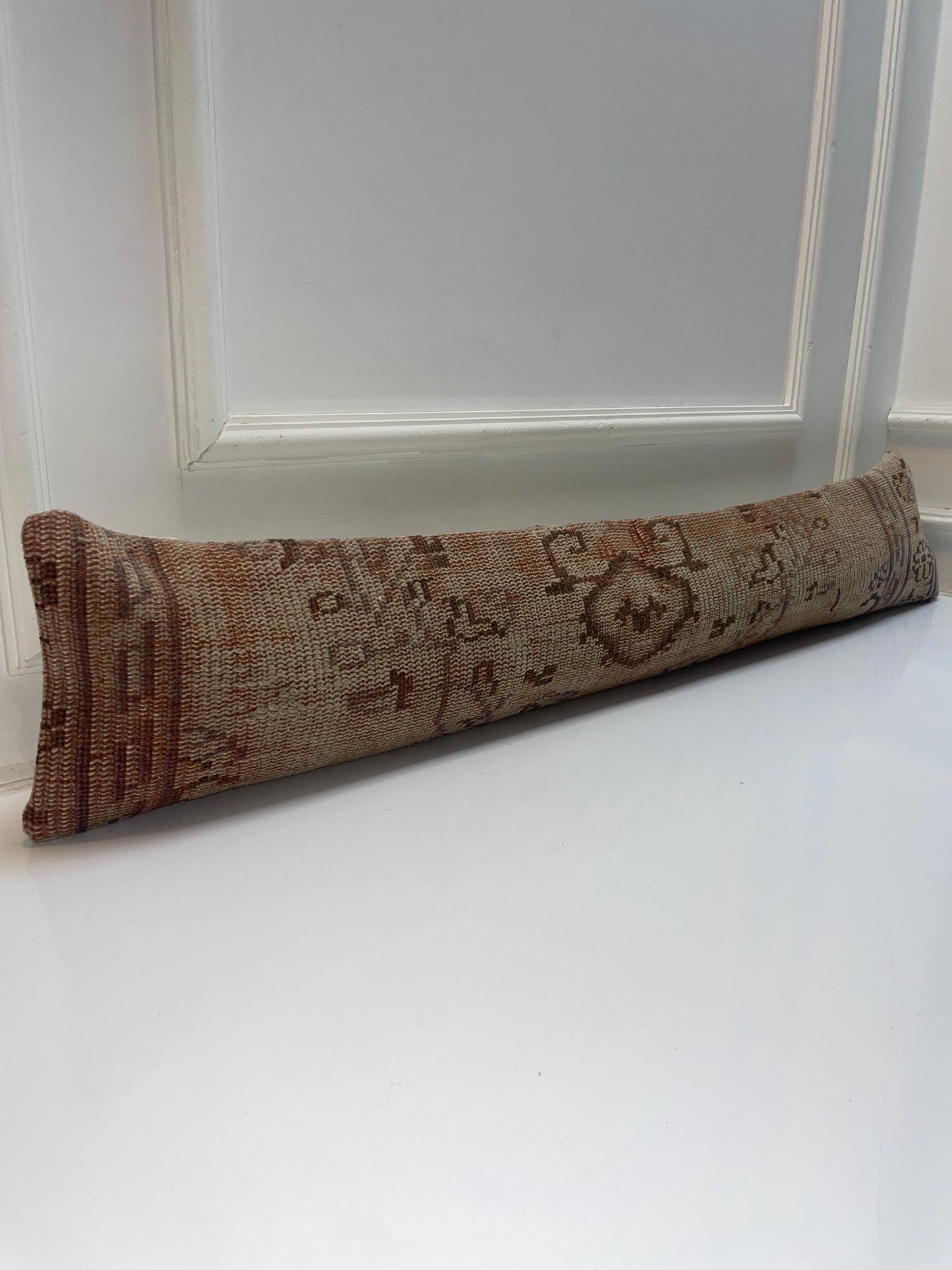 Geometric Kilim Pillow Cover, Tribal Earth Tone Long Cushion, Rustic Bench Decor