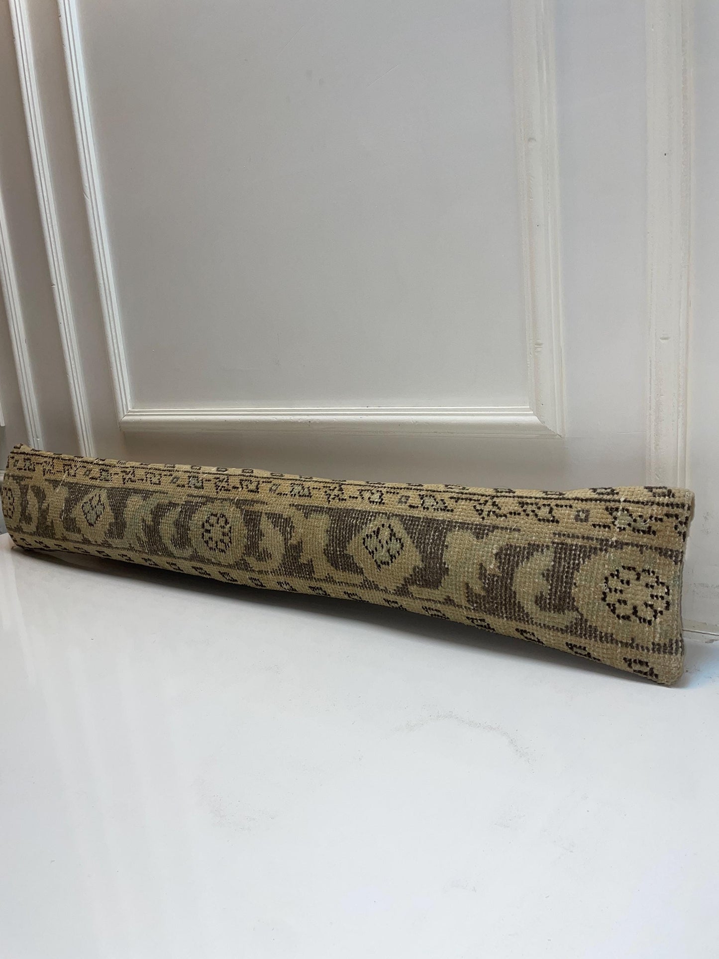 Symmetric Kilim Pillow Cover, Olive Beige Tribal Long Cushion, Neutral Bench Decor