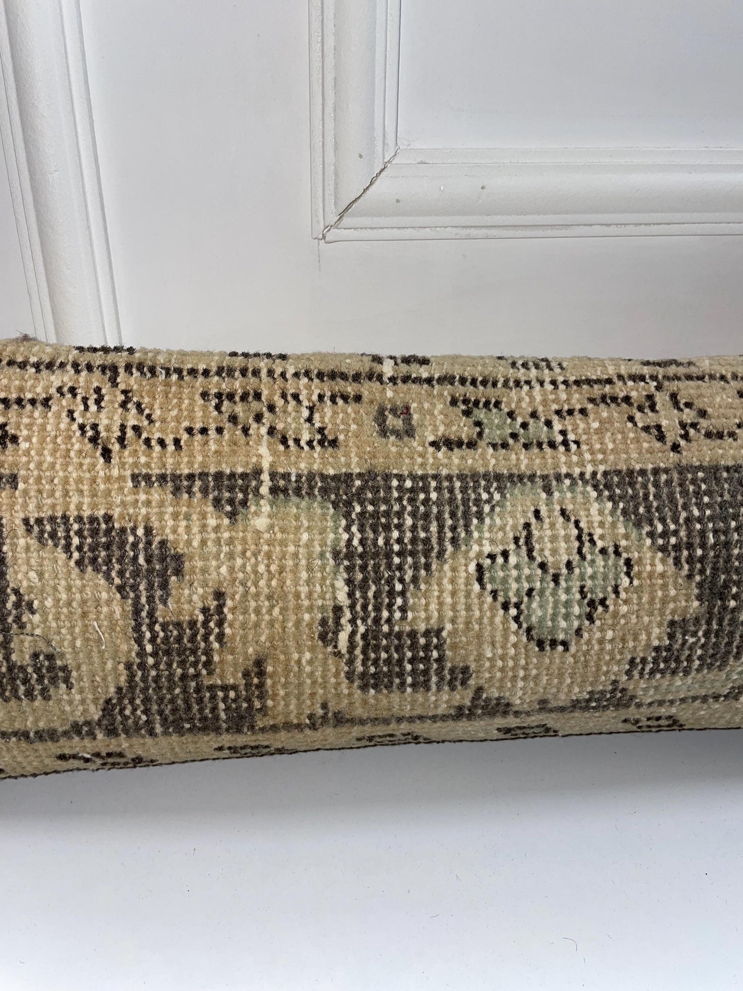 Symmetric Kilim Pillow Cover, Olive Beige Tribal Long Cushion, Neutral Bench Decor