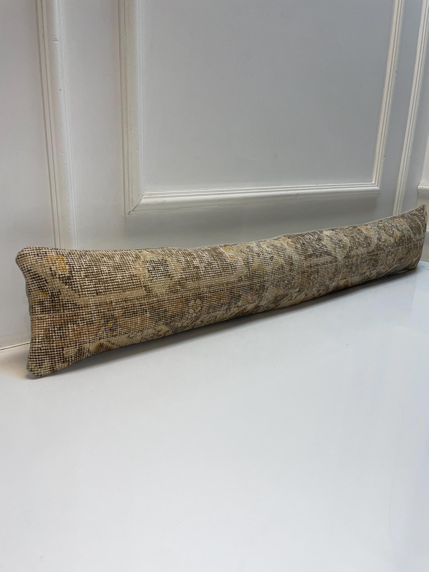 Distressed Neutral Kilim Pillow Cover, Soft Beige Long Cushion, Minimal Bench Decor