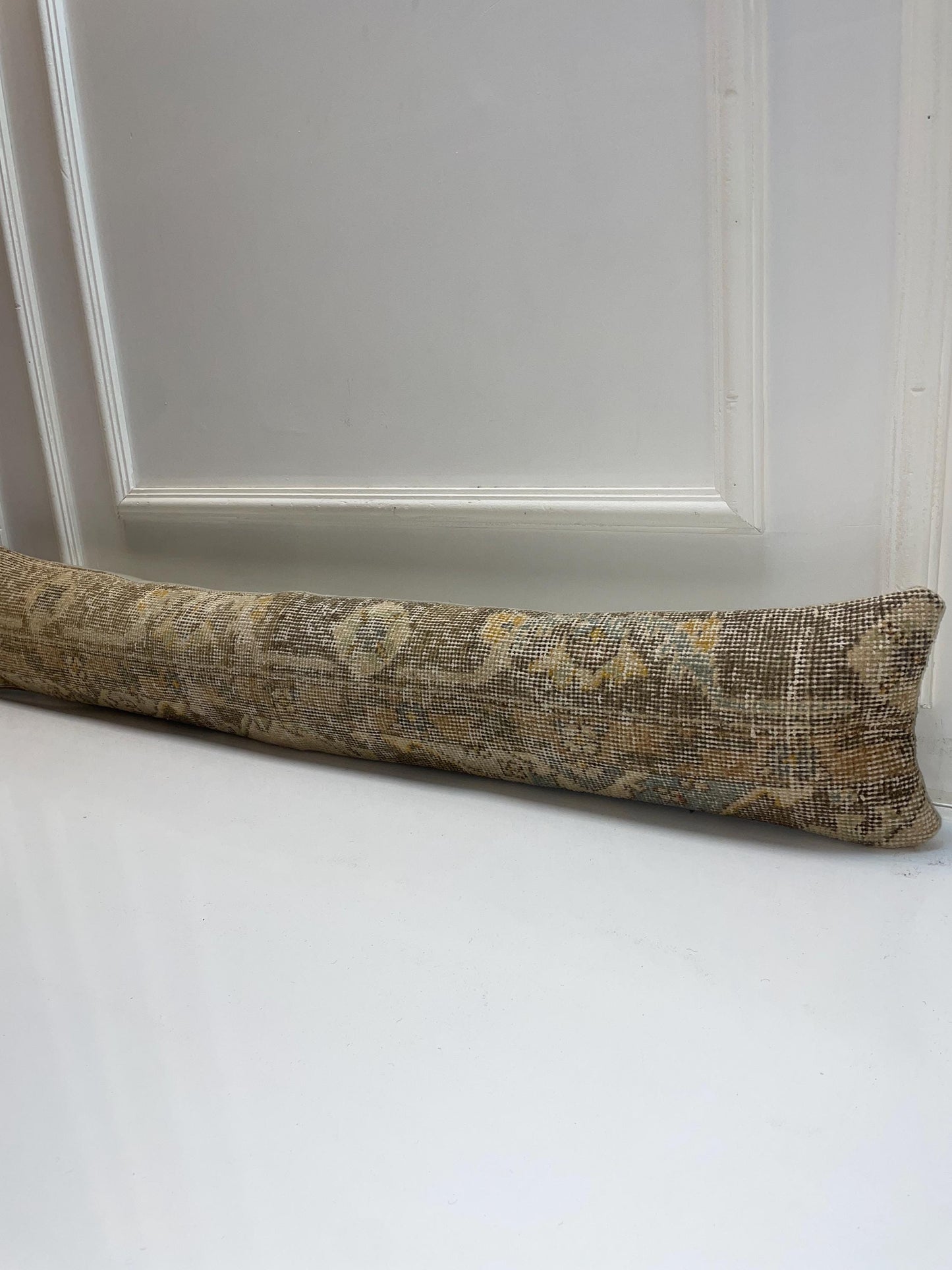 Distressed Neutral Kilim Pillow Cover, Soft Beige Long Cushion, Minimal Bench Decor