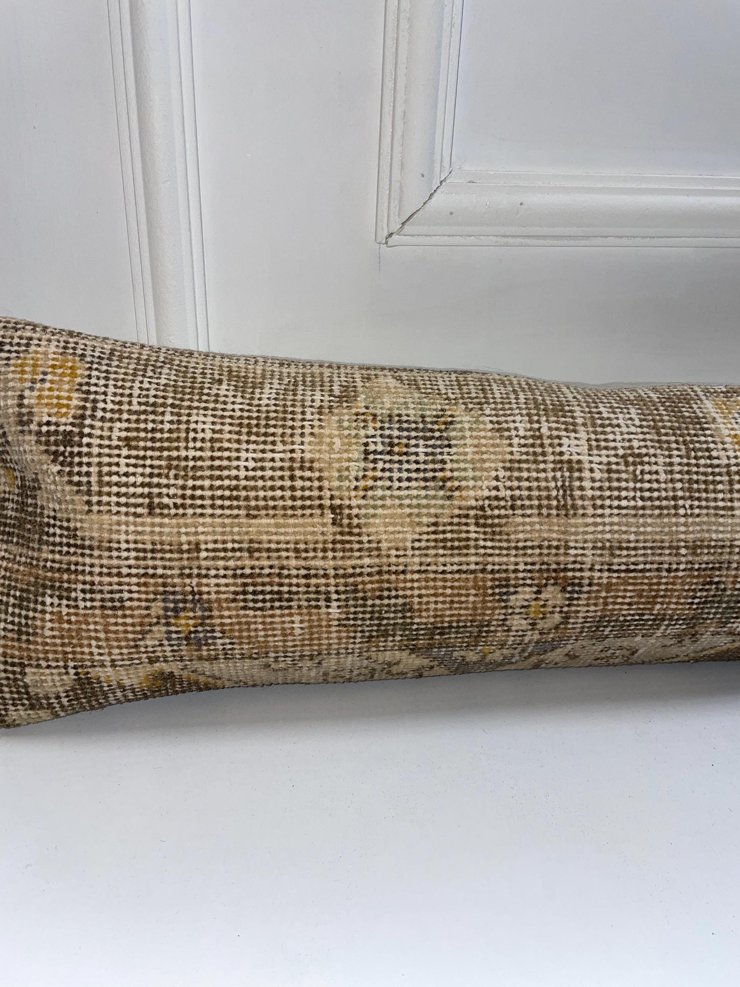 Distressed Neutral Kilim Pillow Cover, Soft Beige Long Cushion, Minimal Bench Decor