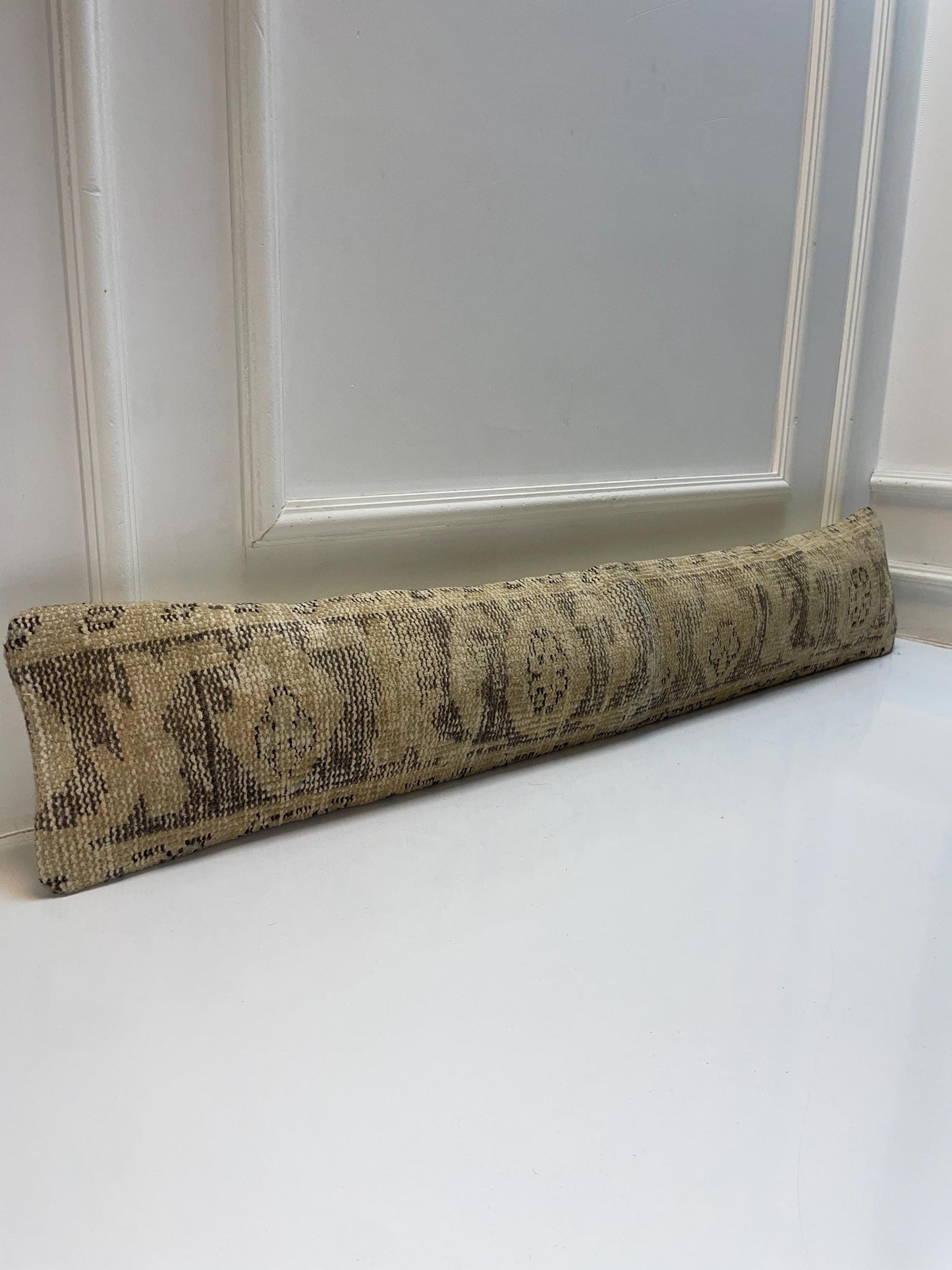 Neutral Kilim Pillow Cover, Subtle Geometric Pattern Long Cushion, Minimal Bench Decor