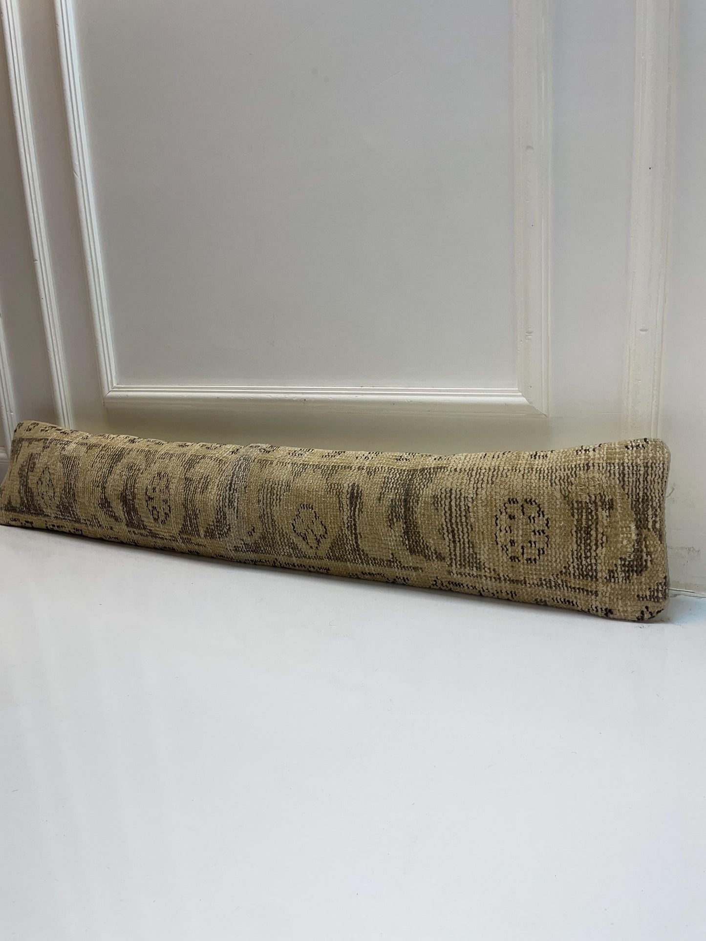 Neutral Kilim Pillow Cover, Subtle Geometric Pattern Long Cushion, Minimal Bench Decor