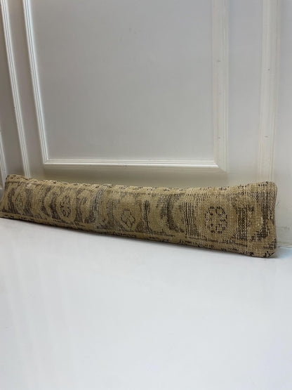 Neutral Kilim Pillow Cover, Subtle Geometric Pattern Long Cushion, Minimal Bench Decor