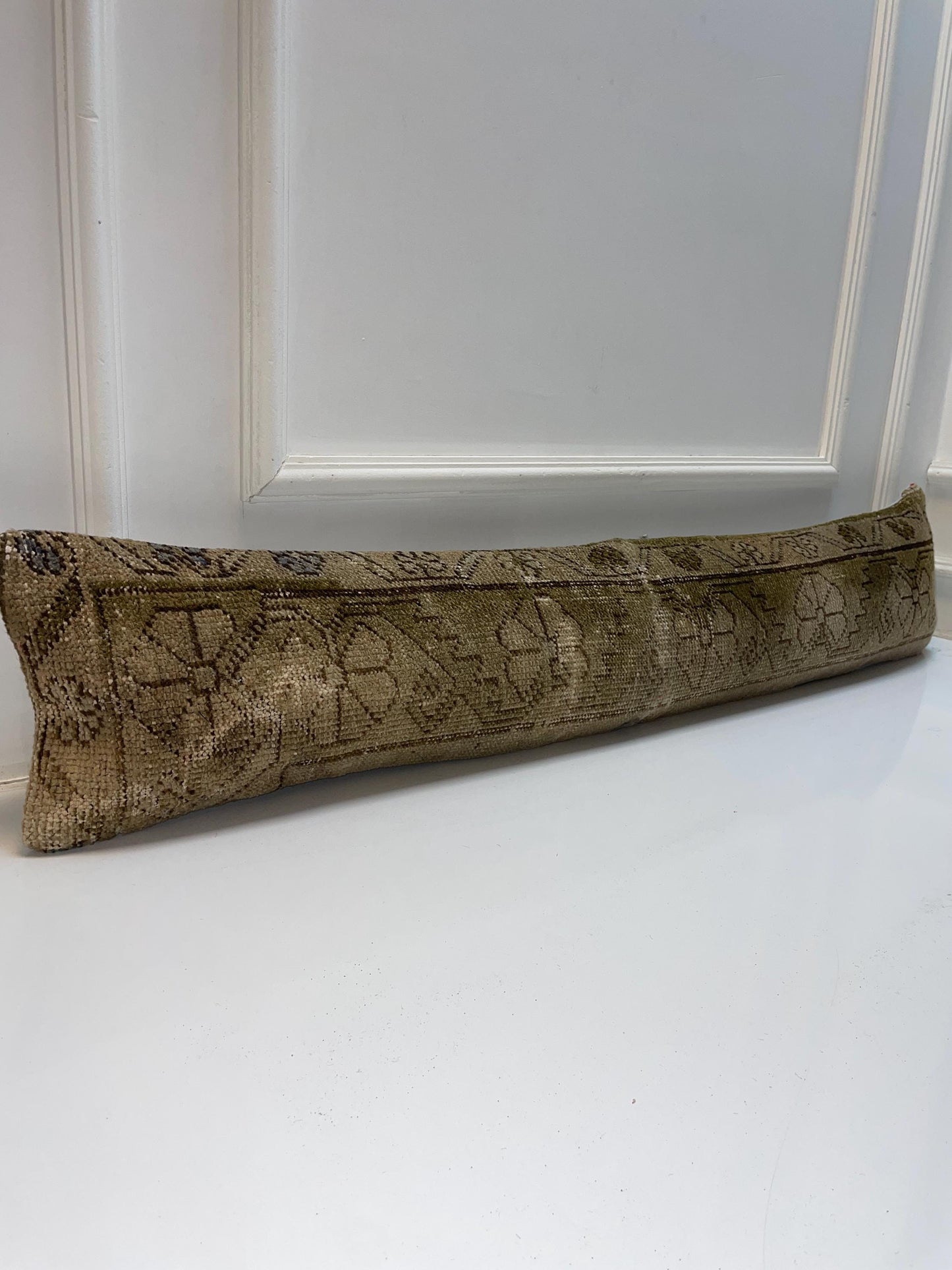 Floral Medallion Kilim Pillow Cover, Olive Beige Long Cushion, Classic Bench Decor