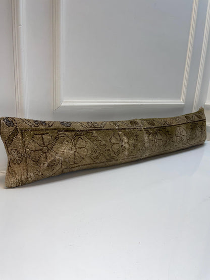 Floral Medallion Kilim Pillow Cover, Olive Beige Long Cushion, Classic Bench Decor