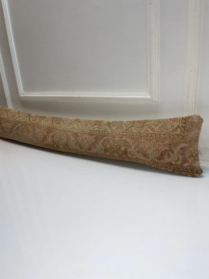 Soft Pattern Kilim Pillow Cover, Muted Pastel Long Cushion, Neutral Bench Decor