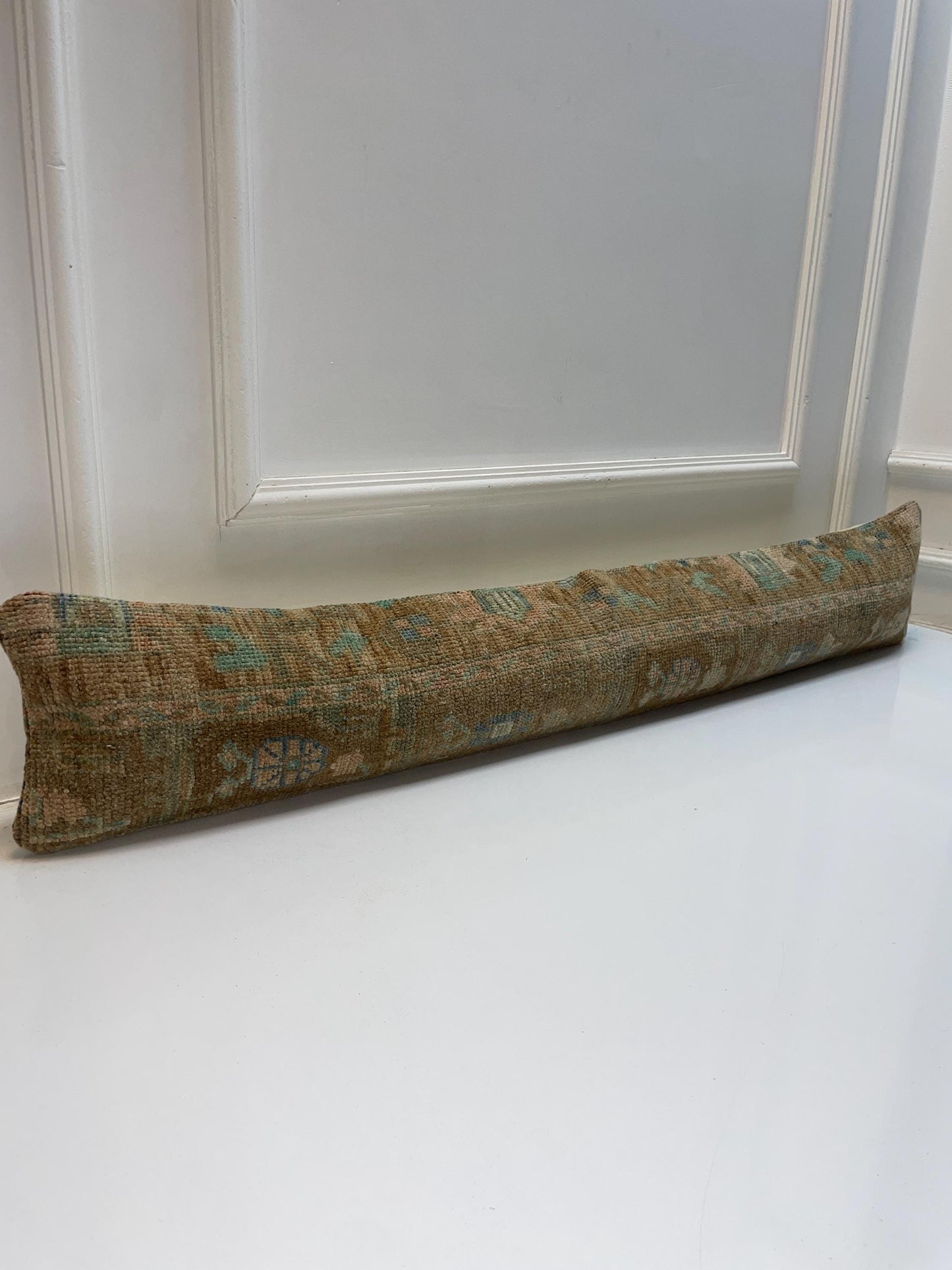 Turquoise Accent Kilim Pillow Cover, Soft Boho Long Cushion, Neutral Bench Decor
