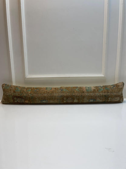 Turquoise Accent Kilim Pillow Cover, Soft Boho Long Cushion, Neutral Bench Decor