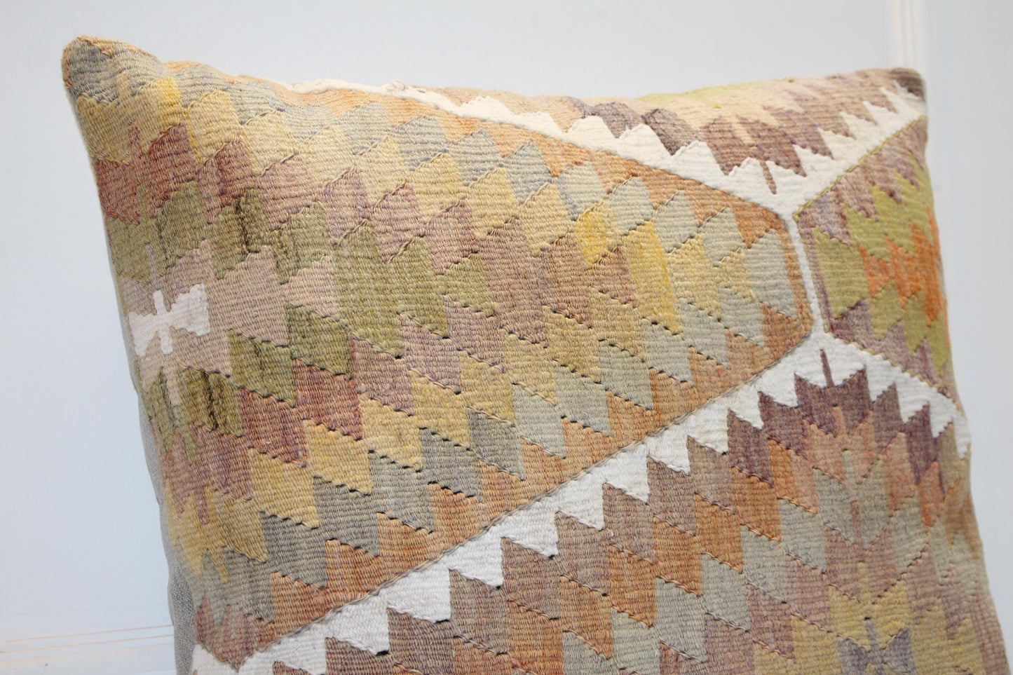 Earth Tone Zigzag Pattern Boho Cushion | Summer & Winter Garden Decor 27x27 ınch