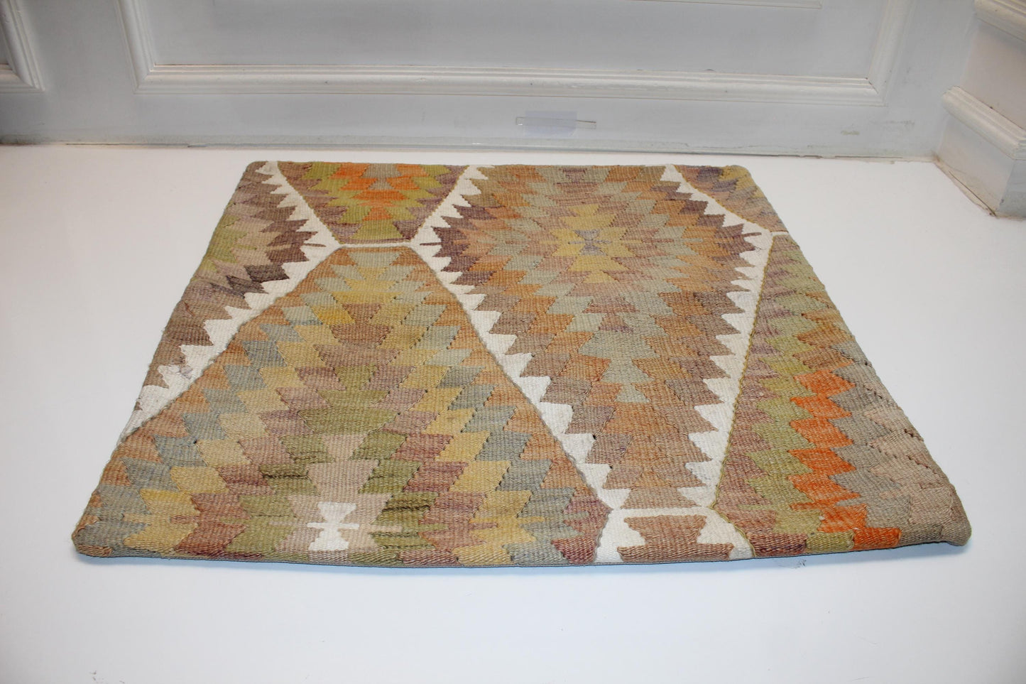 Earth Tone Zigzag Pattern Boho Cushion | Summer & Winter Garden Decor 27x27 ınch