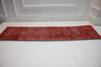 Handmade Turkish Kilim Lumbar Pillow Cover | Red Woven Wool Cushion (12x48 in.)