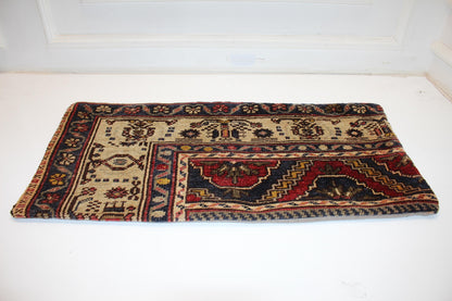 Handmade Turkish Kilim Lumbar Pillow Cover | Cream, Beige, Burgundy (16x32 in.)