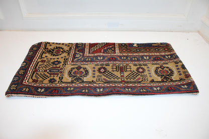 Vintage Turkish Kilim Lumbar Pillow Cover | Beige Woven Rug Cushion