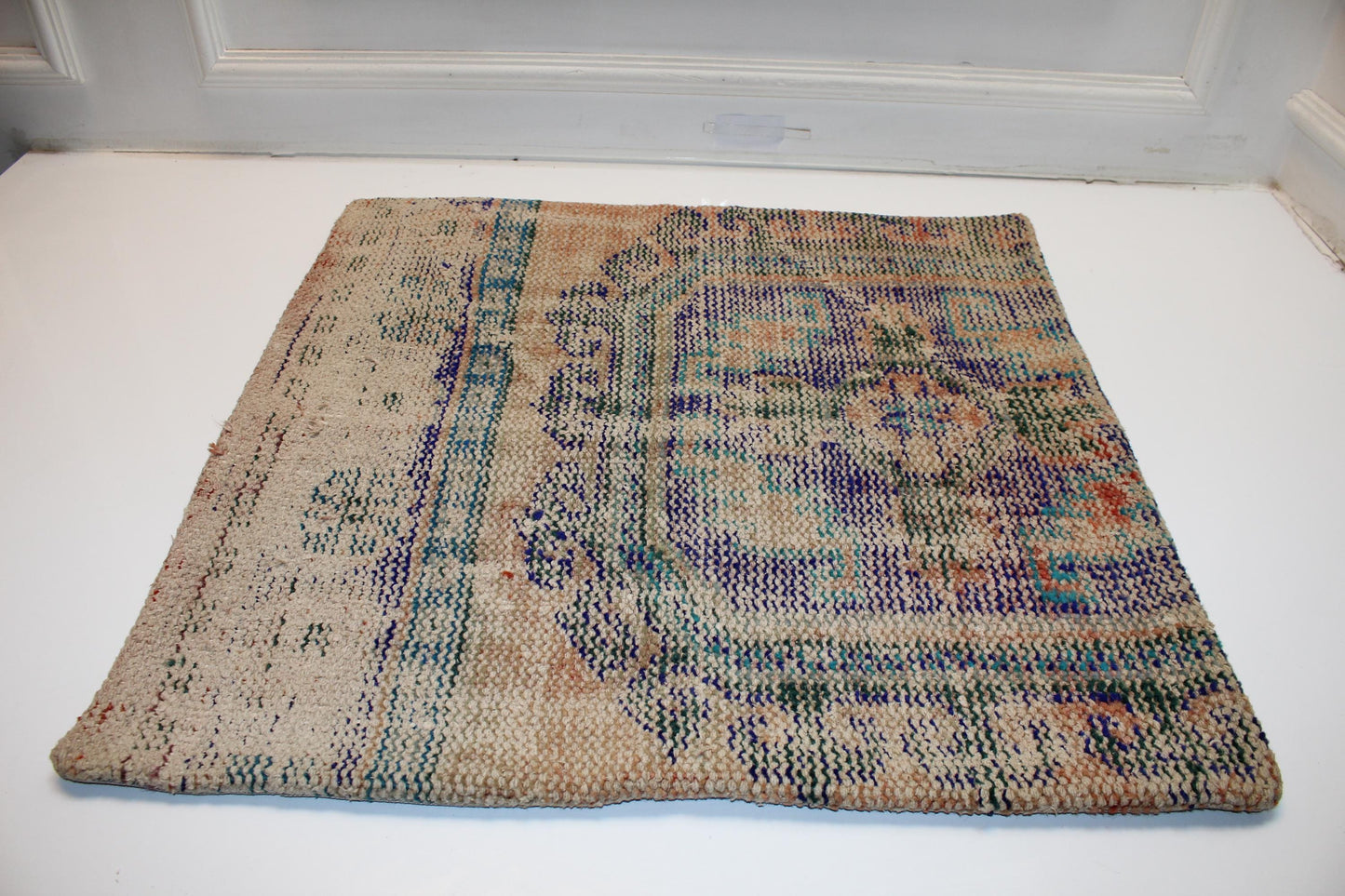 Vintage Turkish Kilim Pillow Cover, Boho Ethnic Cushion, 27x27 Inch