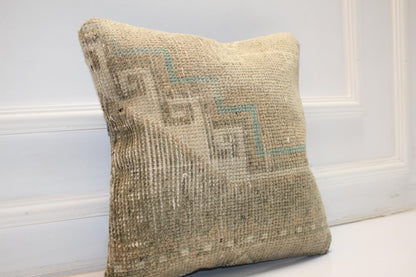 Muted Olive Beige Cushion, Subtle Geometric Texture, Minimal Earth Tone Decor(16x16 in)