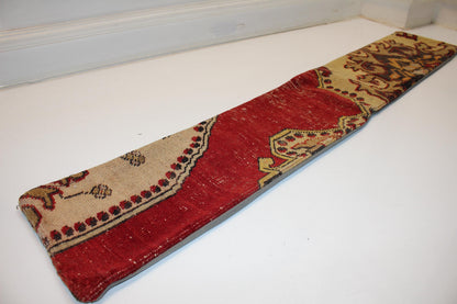 Red & Beige Kilim Cushion, Bold Pattern Long Pillow for Statement Decor