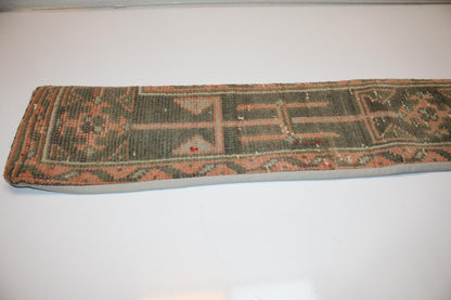 Geometric Kilim Cushion in Olive & Blush Tones, Long Earthy Decor Pillow