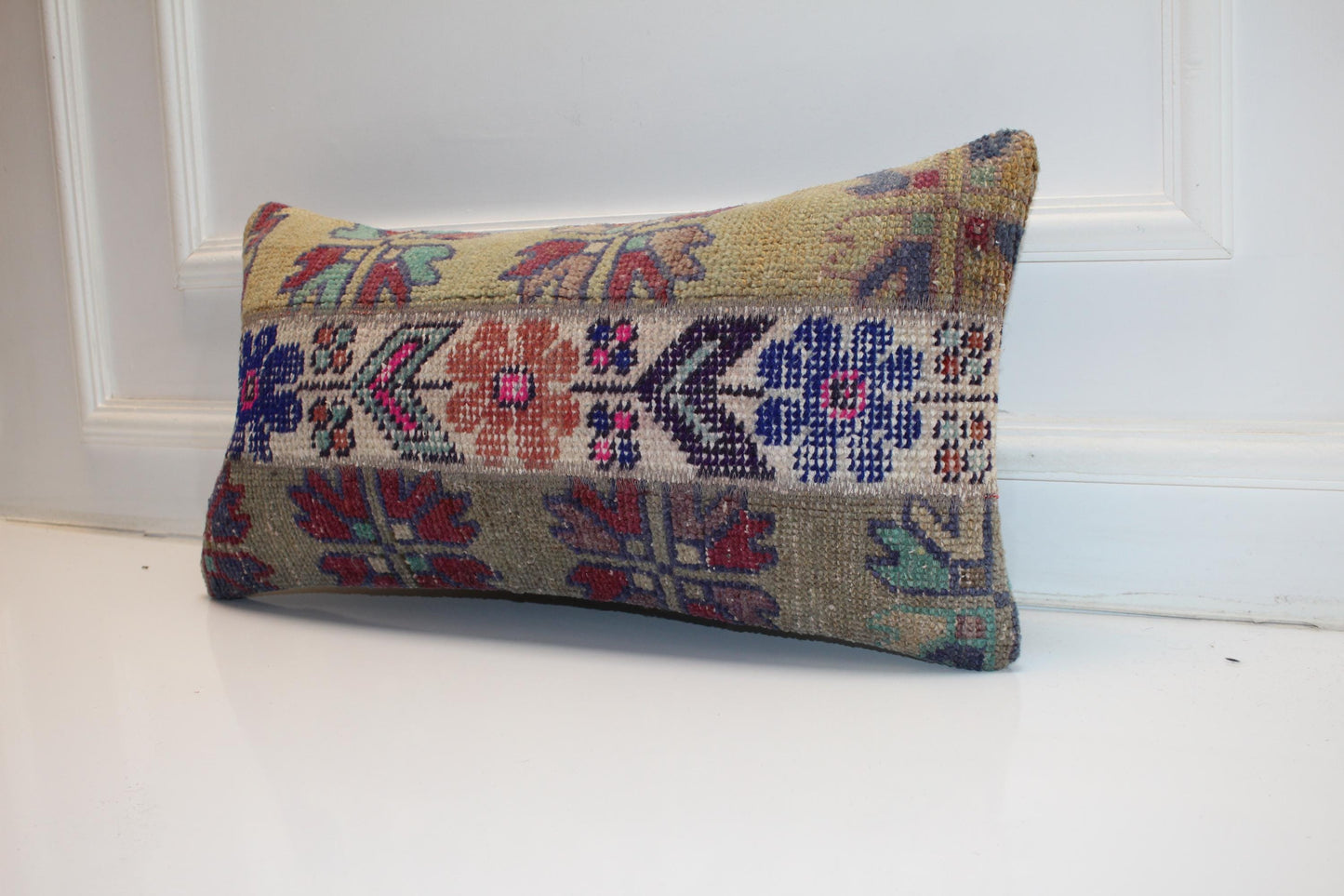 12x24 inc Boho Tribal Cushion, Handmade Anatolian Rug Pillow, Neutral Earth Tones