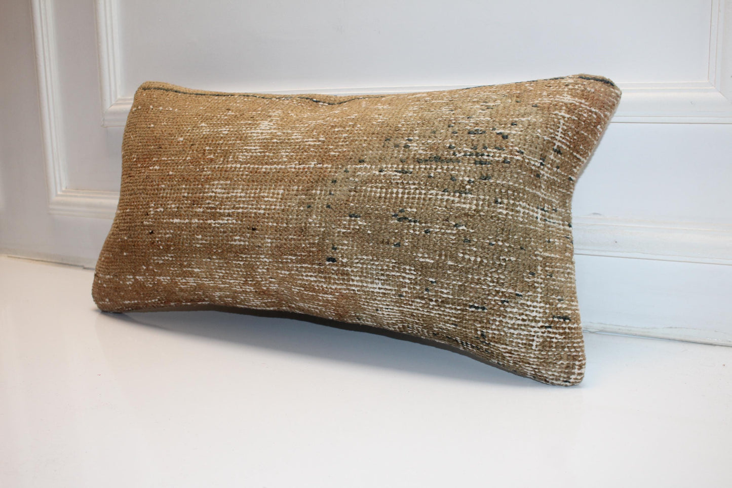 12x24 inc Solid Back Cushion, Neutral Rustic Boho Decor, Handmade Anatolian Rug Pillow