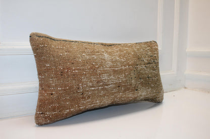 12x24 inc Solid Back Cushion, Neutral Rustic Boho Decor, Handmade Anatolian Rug Pillow