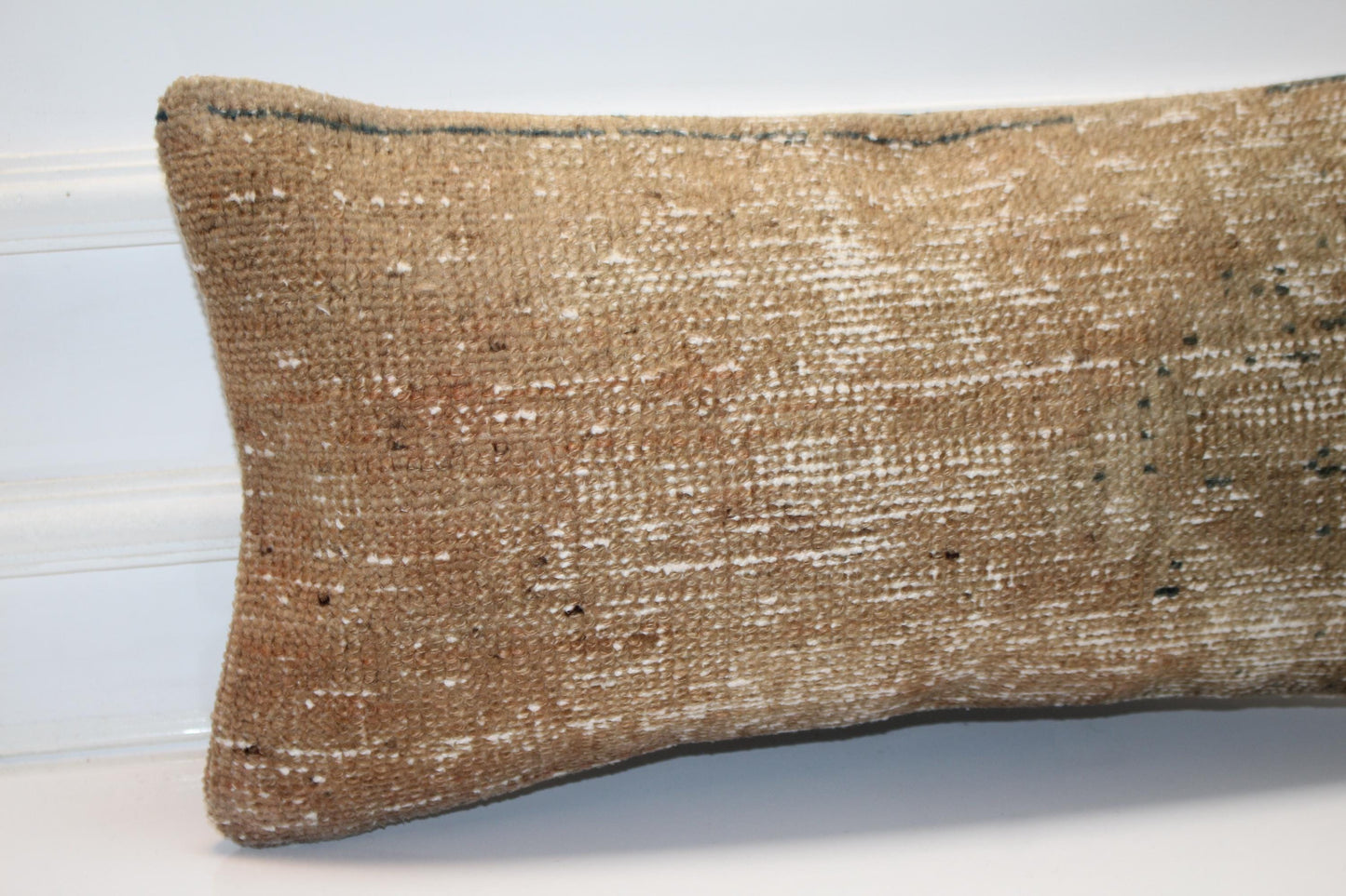 12x24 inc Solid Back Cushion, Neutral Rustic Boho Decor, Handmade Anatolian Rug Pillow