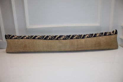 Beige Black Minimal Boho Bench Cushion, Handwoven Anatolian Rug Pillow