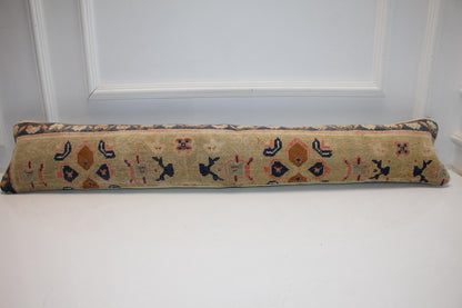 Beige Pastel Tribal Boho Bench Cushion, Handwoven Anatolian Rug Pillow
