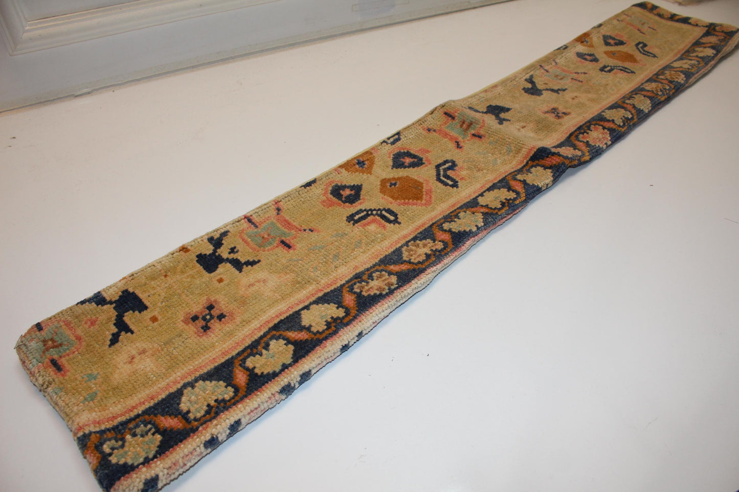 Beige Pastel Tribal Boho Bench Cushion, Handwoven Anatolian Rug Pillow