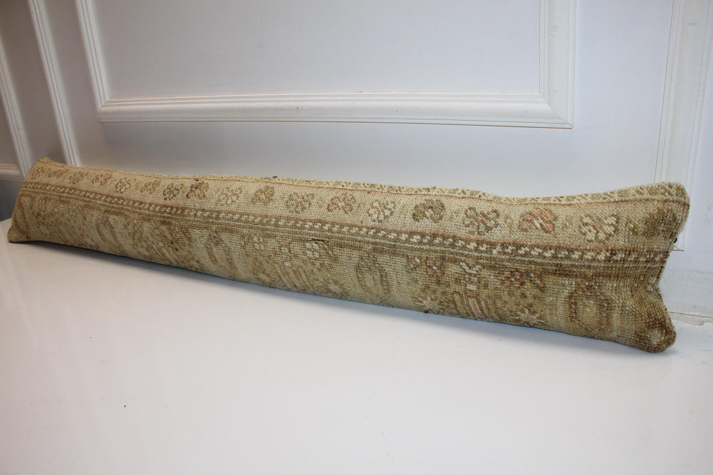 Neutral Beige Antique Boho Bench Cushion, Handwoven Anatolian Rug Pillow