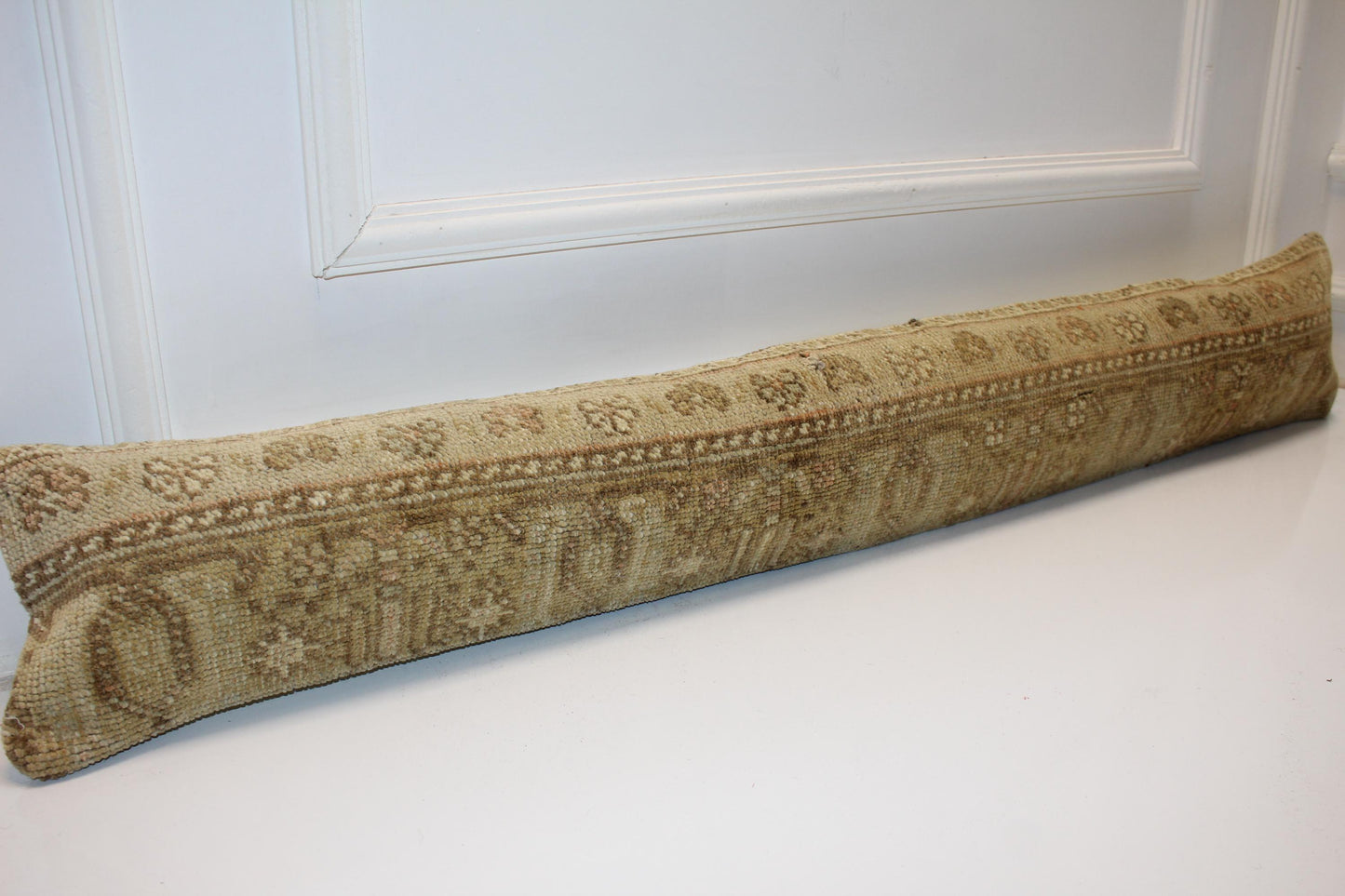 Neutral Beige Antique Boho Bench Cushion, Handwoven Anatolian Rug Pillow