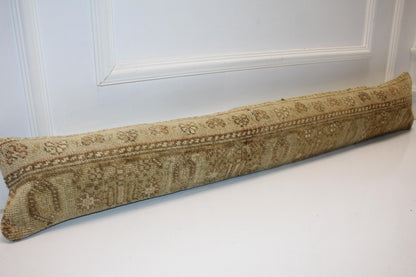 Neutral Beige Antique Boho Bench Cushion, Handwoven Anatolian Rug Pillow