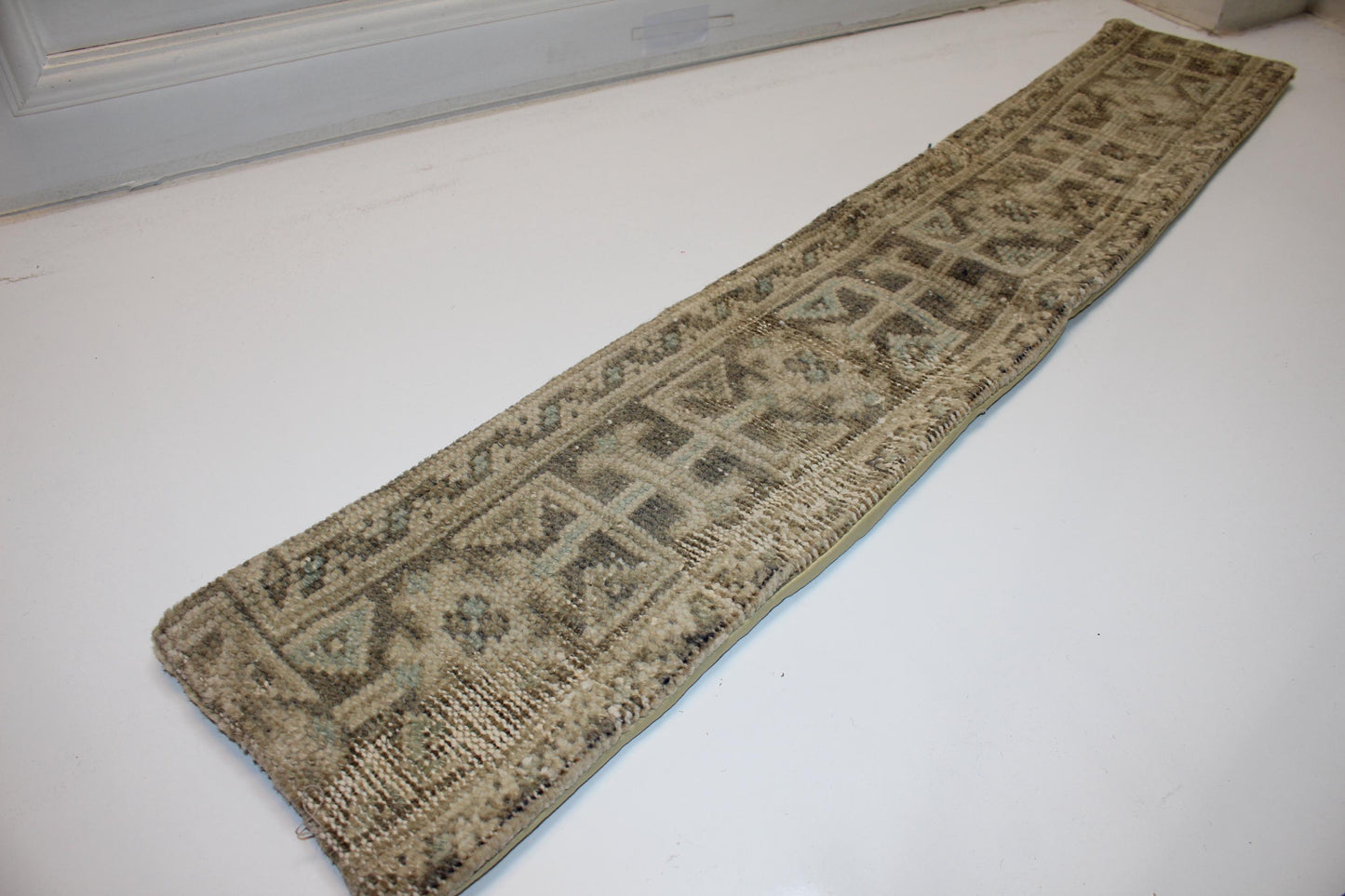Faded Olive Beige Boho Bench Cushion, Handwoven Anatolian Rug Pillow