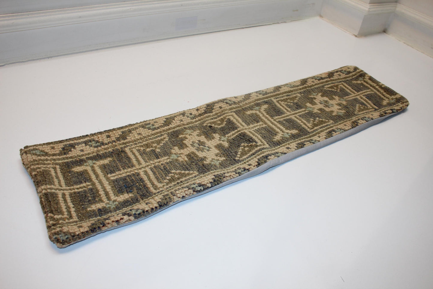 Geometric Neutral Long Cushion, Handmade Boho Bench Pillow, Rustic Farmhouse Decor