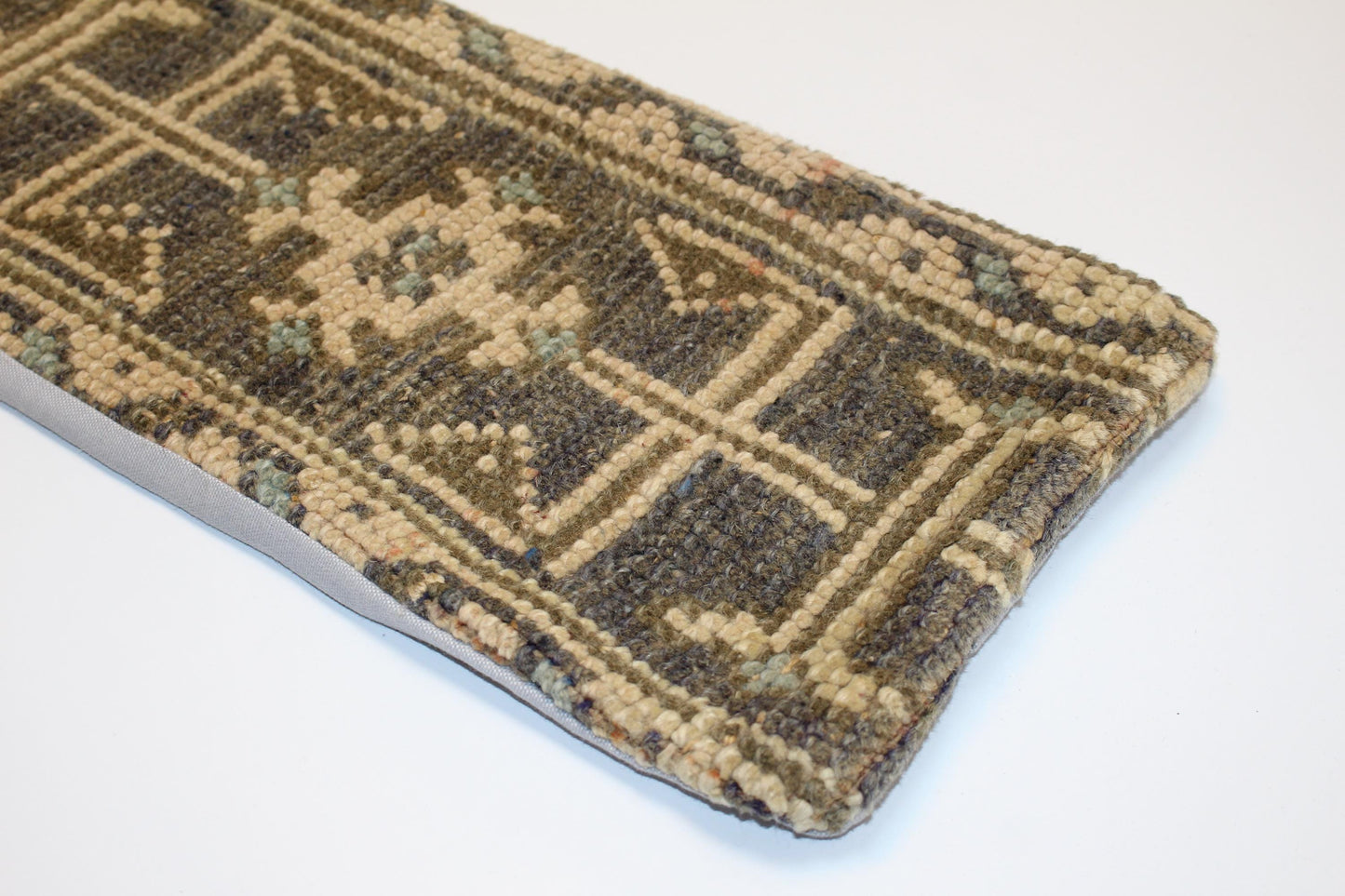 Geometric Neutral Long Cushion, Handmade Boho Bench Pillow, Rustic Farmhouse Decor