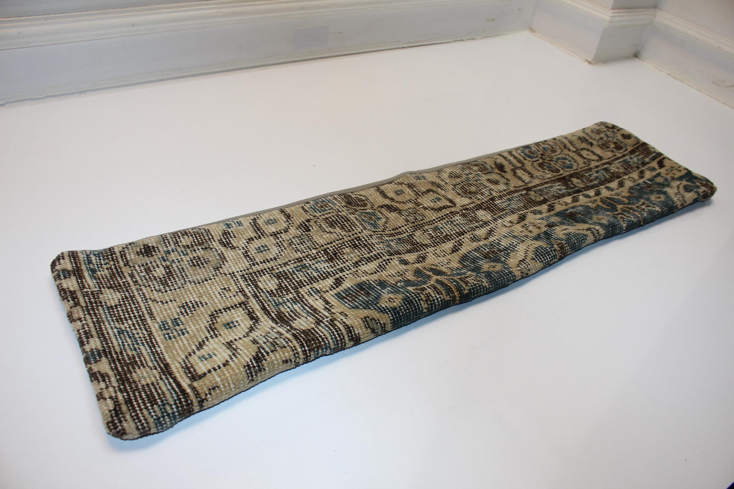 Earthy Geometric Long Cushion, Antique Textile Bench Pillow, Collected Neutral Home Decor