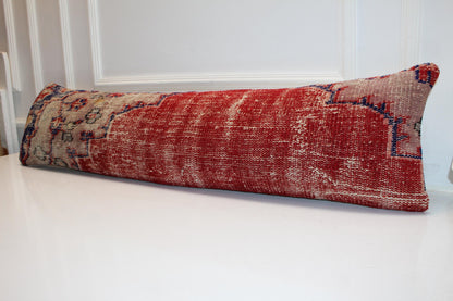 Extra Long Bench Cushion, Rustic Red Boho Pillow,12X48  Handmade Decor