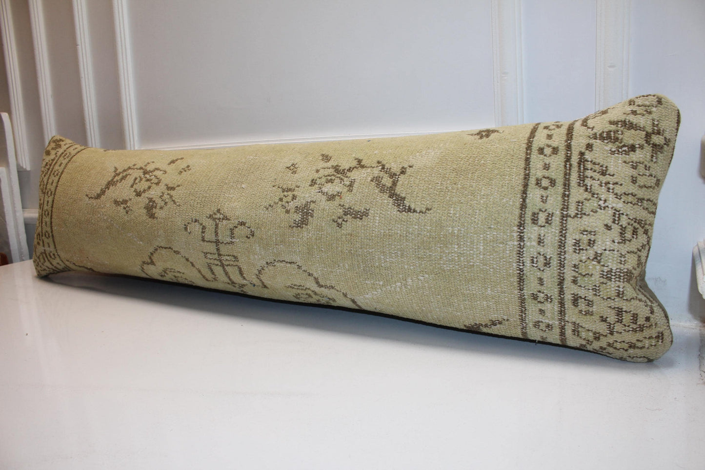Extra Long Bench Cushion, Neutral Beige Boho Pillow,12X48Handmade Decor